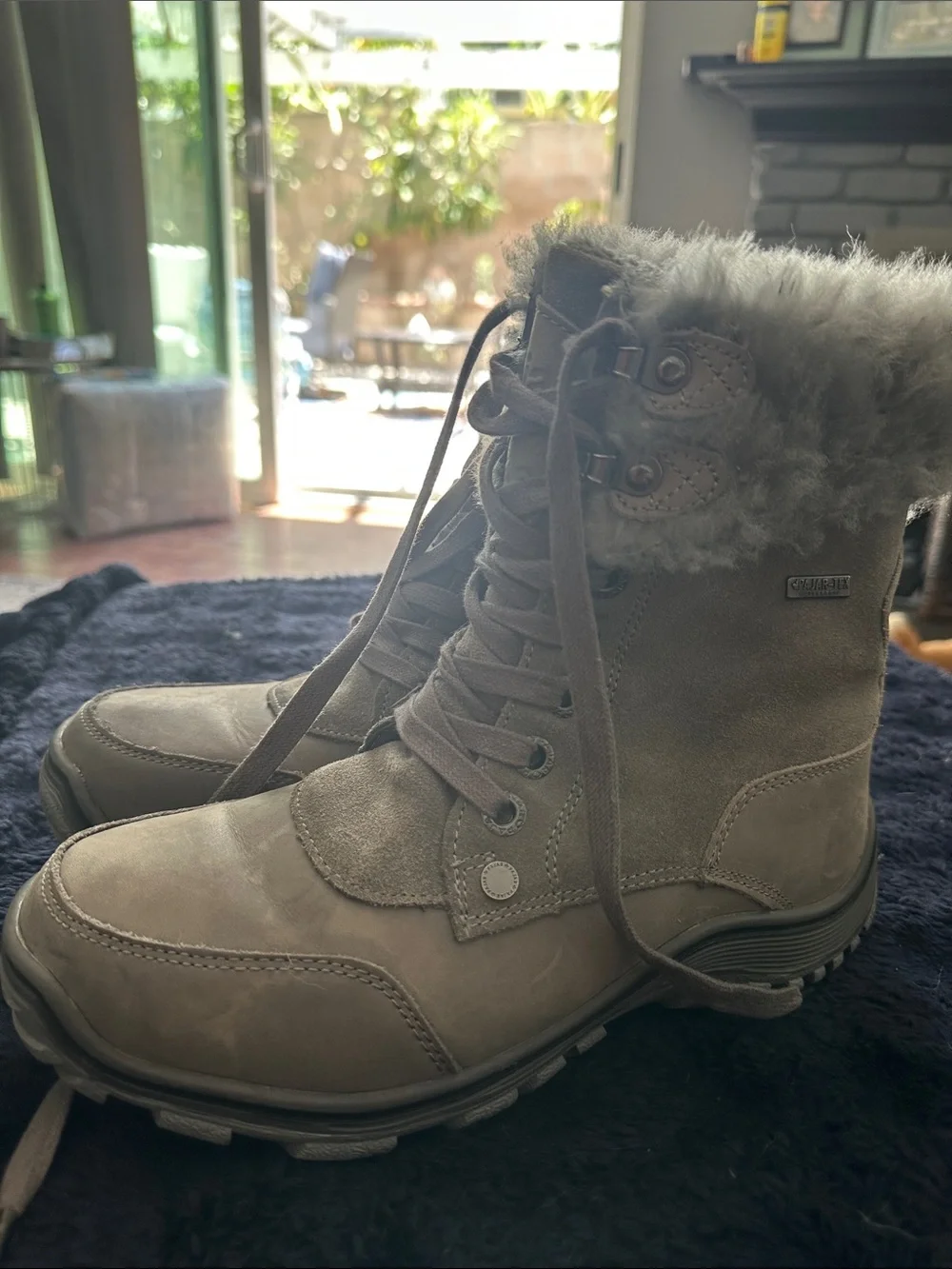 Pajar Taupe Suede Fur-Trim Lace-Up Winter Boots